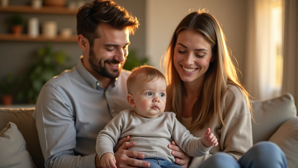 Oba rodiče spolu s dítětem v domácnosti, znázorňují sdílení péče a rodičovské odpovědnosti
