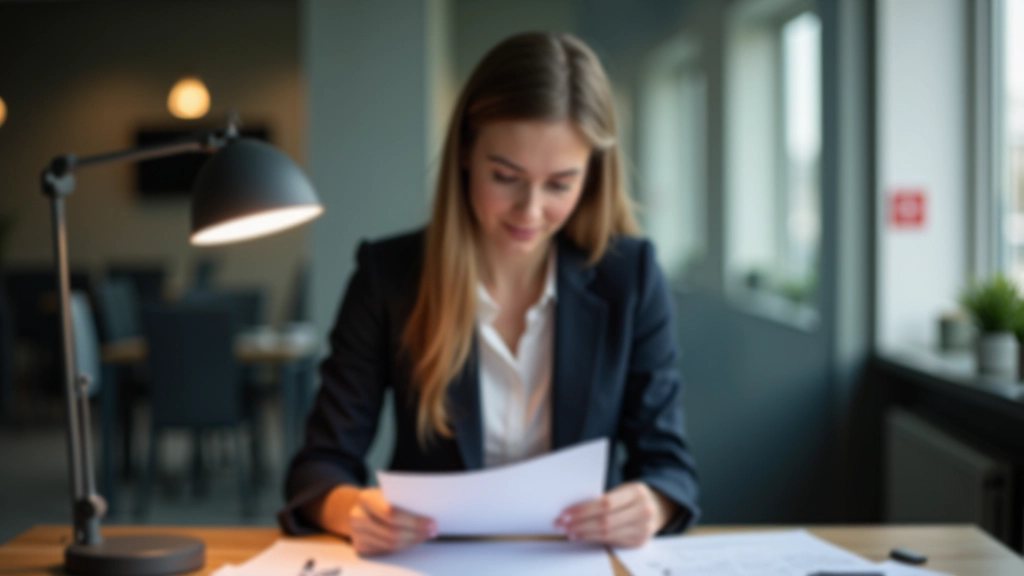 Mladá matka čte dokumenty v kanceláři, vyřizování administrativy a pojištění